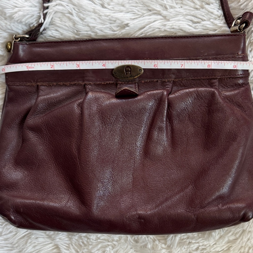 90s Retro Etienne Aigner Shoulder/Crossbody Signature Oxblood Leather Purse - Picture 13 of 15